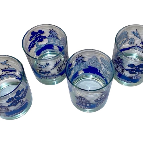 Johnson Brothers Willow Blue 10oz Double Old Fashioned England Vintage Set of 4 - Picture 4 of 7